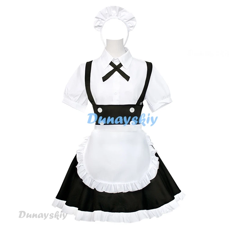 Nanakusa Nazuna Anime CALL OF THE NIGHT Maid Dress Dress Cosplay Costume Top Skirt Apron Woman Party Costume Cosplay Wig Set