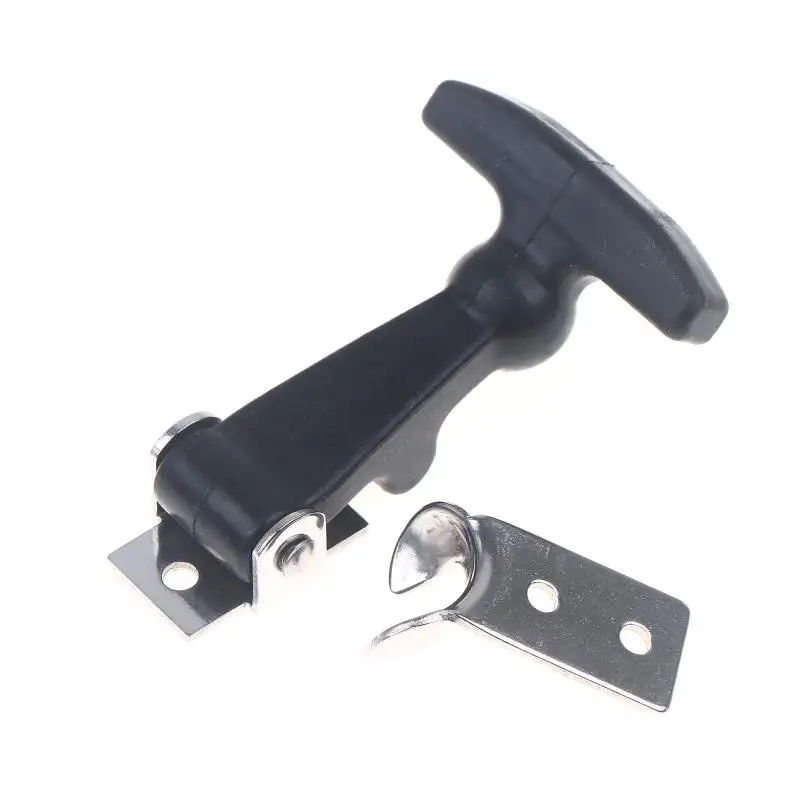 1Set Rubber Hood Catch With Bracket Elastic Stainless Steel Rubber Hood Catch Flexible T-shaped Drawer Latch For Coolers Boats