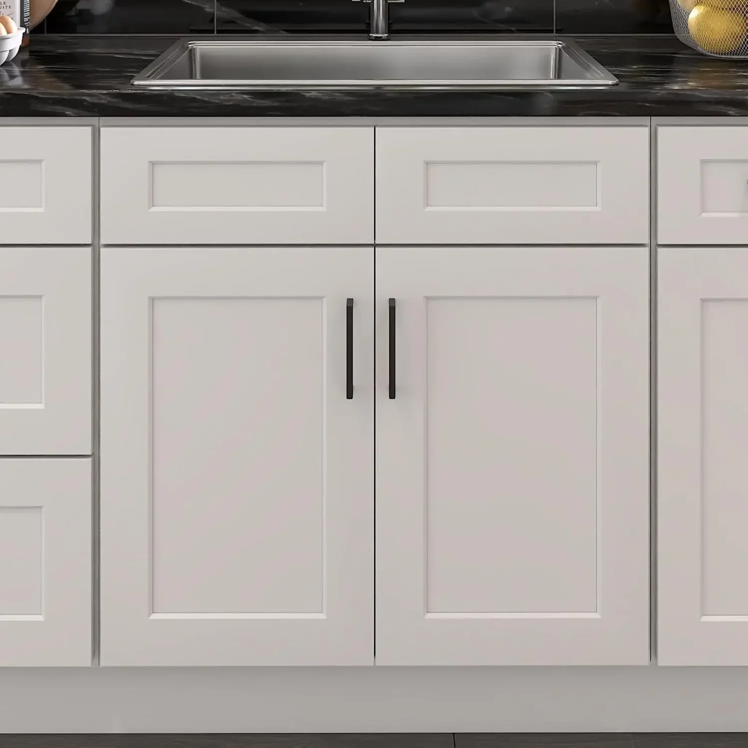 

White Kitchen Cabinet Sink Base Ready Assemble 24 D 30 W 34.5 H Shaker