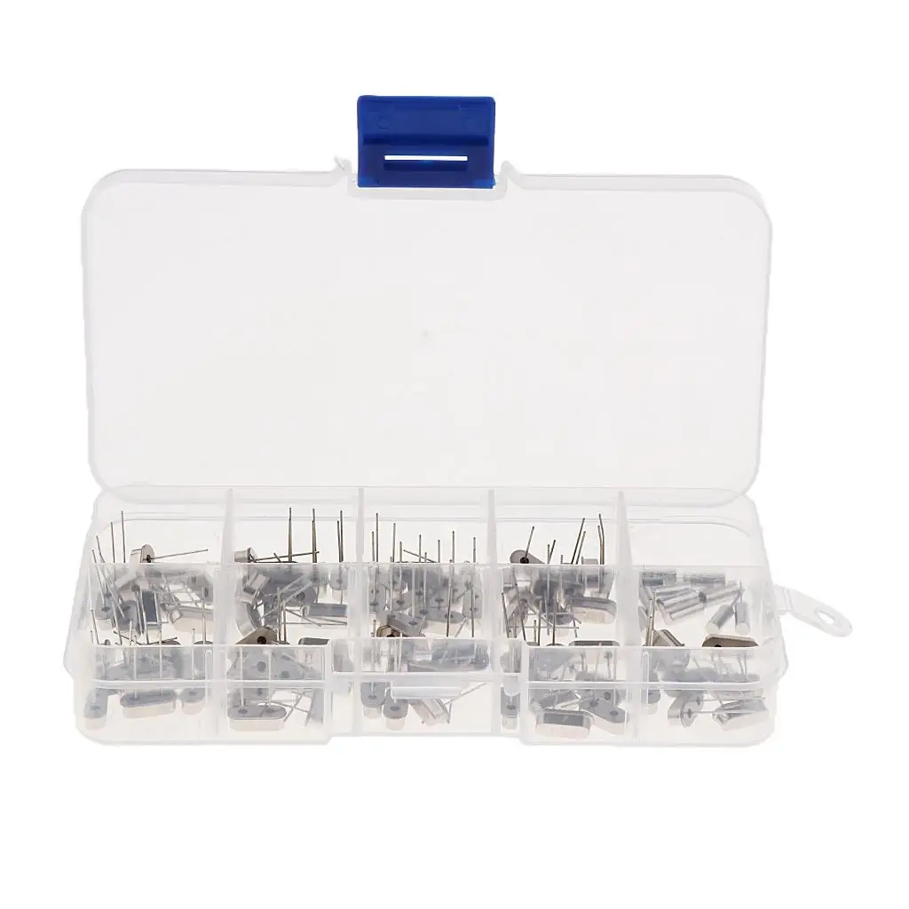 Assortment Pack Quartz Crystal Oscillator Aluminum 10 Value Selection Kit for Electronic Devices TV DVD MP3 Players