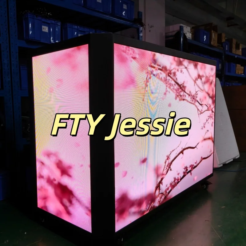 New Portable DJ Booth with Stage Lights Foldable Design LED DJ Booth for Bar Performance and Events