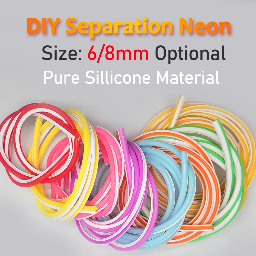 6/8mm Separate Silicone Neon DC12V 120Led S shape Bendable Led Strip Light Flexible Silicone For DIY Sign Waterproof 12Colors