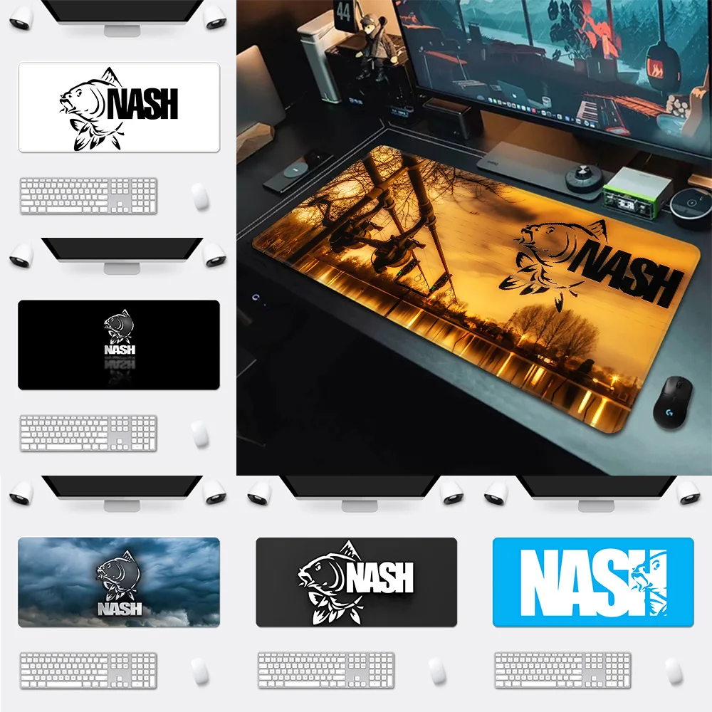 N-Nash Fishing Logos Mousepad HD Printing Computer Gamers Locking Edge Non-slip Mouse Pad XXL90x40cm Keyboard PC Desk Pad