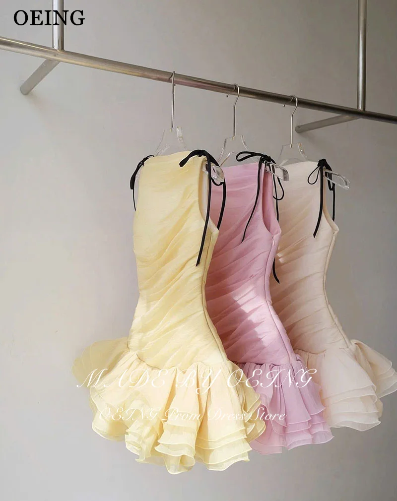 بوينغ بسيط ألف خط أصفر فساتين لحضور الحفلات الموسيقية بلا أكمام الطيات رداء حفلات الأورجانزا فساتين العودة للوطن الصغيرة 2025 مخصص