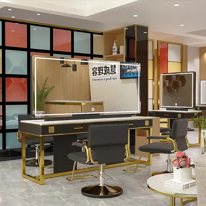 Luxury Double-mirror Salon Desk & New Bedroom Styling Station Specifically For Hair Salon Products