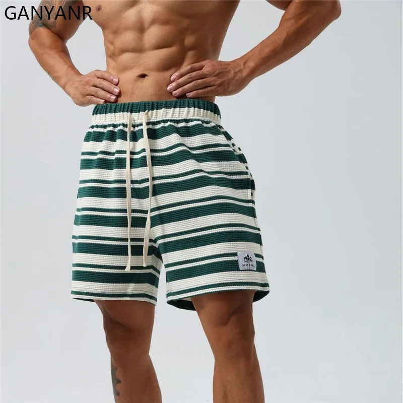 GANYANR-pantalones cortos para correr para hombre, ropa deportiva para entrenamiento de culturismo, Crossfit, gimnasio, ciclismo, verano, fitness, fútbol, baloncesto