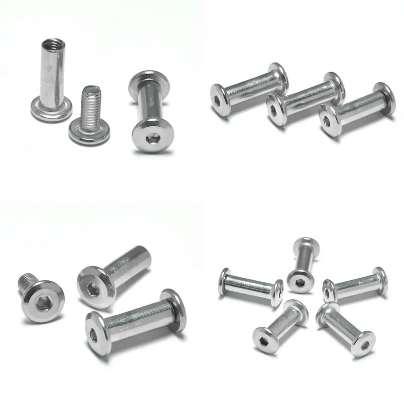 SS304 Barrel Nut Hexagonal Sleeve Flat Head Chamfered Edge Chicago Screw for Wood Board M6 M8 M10 M12 High Quality