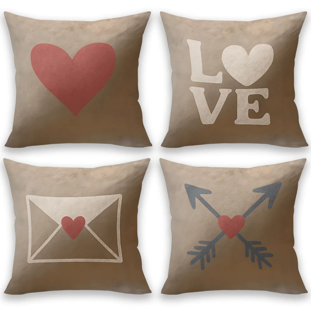 Romantic love heart-shaped envelope printing pillow cover Short plush Suitable living rooms bedrooms sofas throw cushion cover