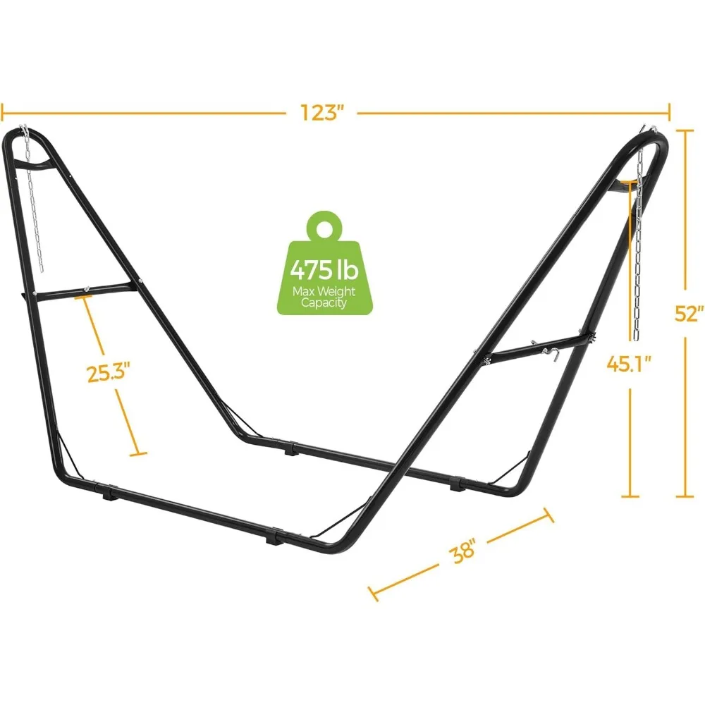 Universal Hammock Stand, Heavy-Duty Double-pipe Steel Hammock Stand for 9-14.5 Ft Hammocks, 475 Lb Capacity and Capable