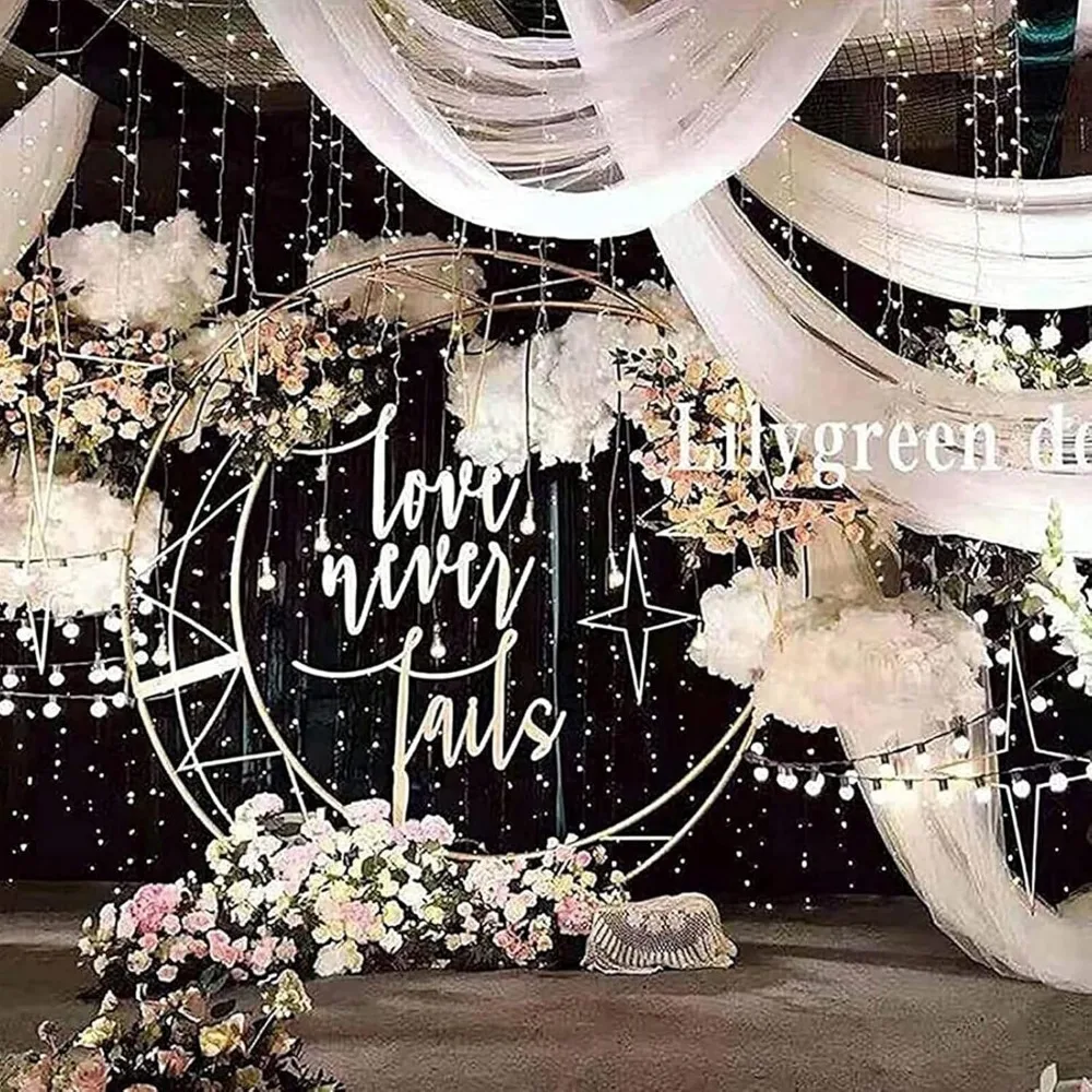 Moon Wedding Arch, Metal Arch Backdrop Wedding Props Decor Backdrop, Curved Design Flower Balloon Frame for Wedding Birthday Par