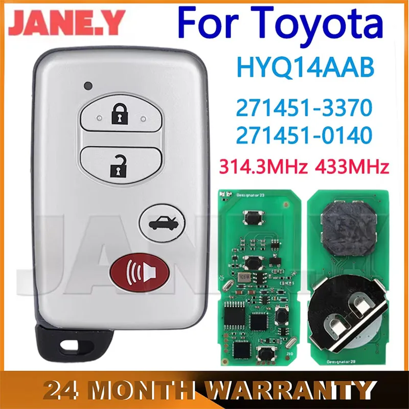 Car Smart Remote Control Key For Toyota Corolla Avalon Camry 2007-2014 271451-3370 271451-0140 HYQ14AAB 4 Buttons Fob Car Key