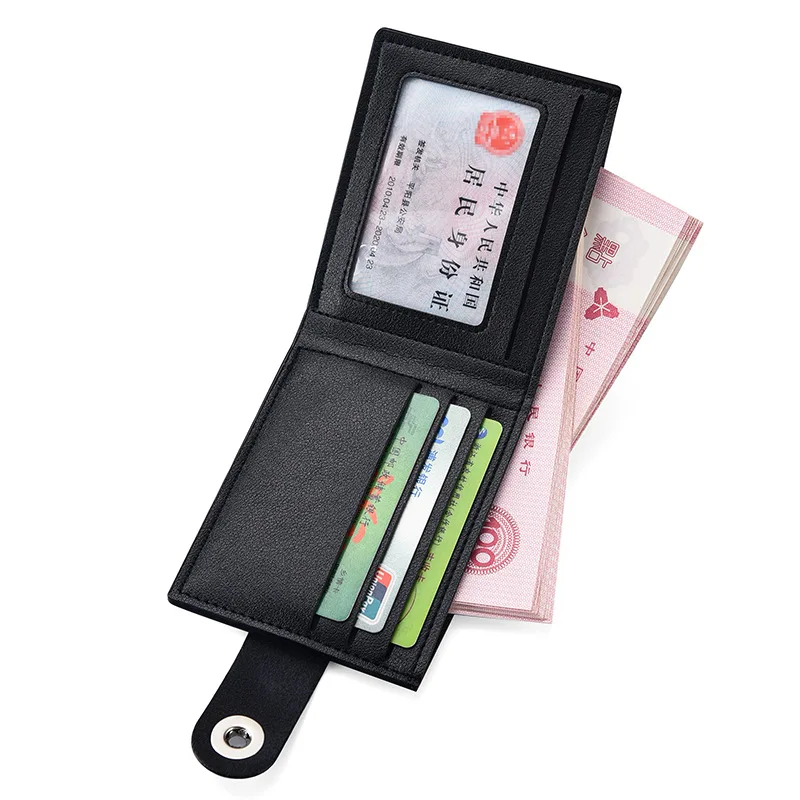Men`s Wallet Soft Leather Buckle Short Wallet Credit Card Holder Coin Purse For Man Money Clip Small Bag
