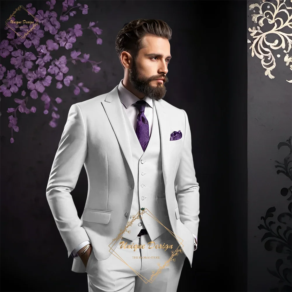 Elegant 3 Piece Slim Fit Suit in Purple for Banquet Groomsmen Wedding Prom Cocktail Xmas Dinner Party Bespoke Homme Tuxedo