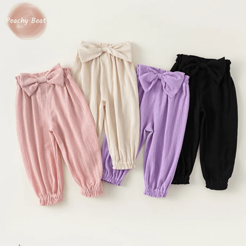 

Fashion Baby Girl Harlan Pants Infant Toddler Child Elegant Bow Trousers Casual Pant Spring Autumn Summer Baby Clothes 1-7Y