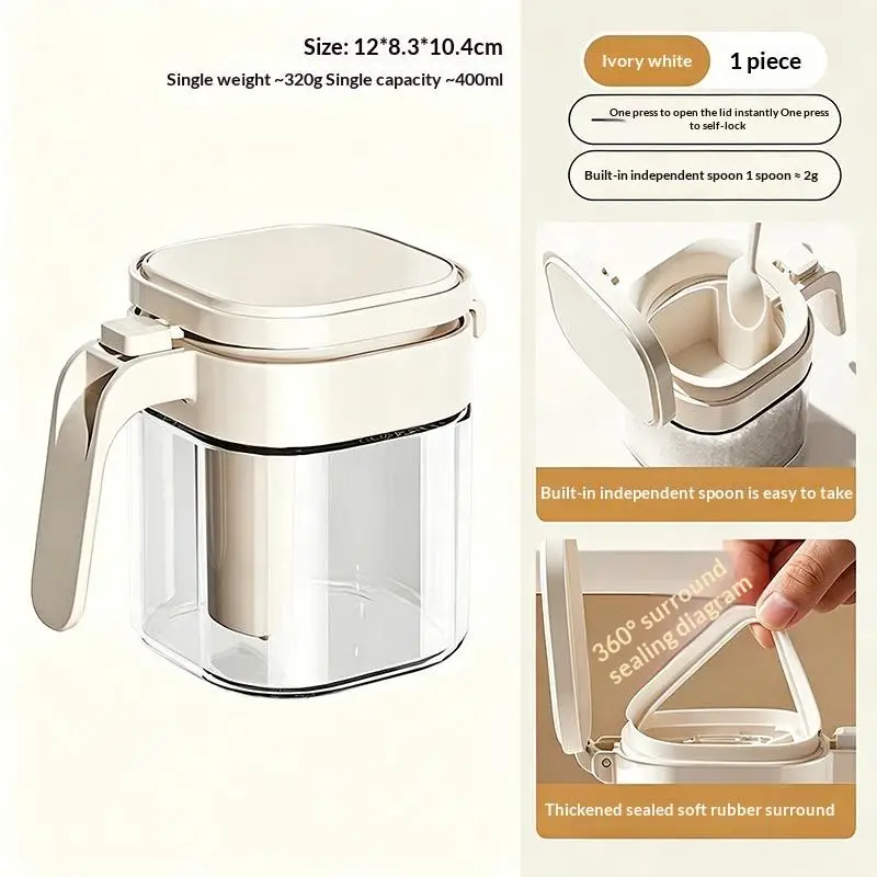 Spice Box Separate Spoon Seasoning Container Home Sealed: Moisture-Proof Salt Jar Bottle Kitchen Tool