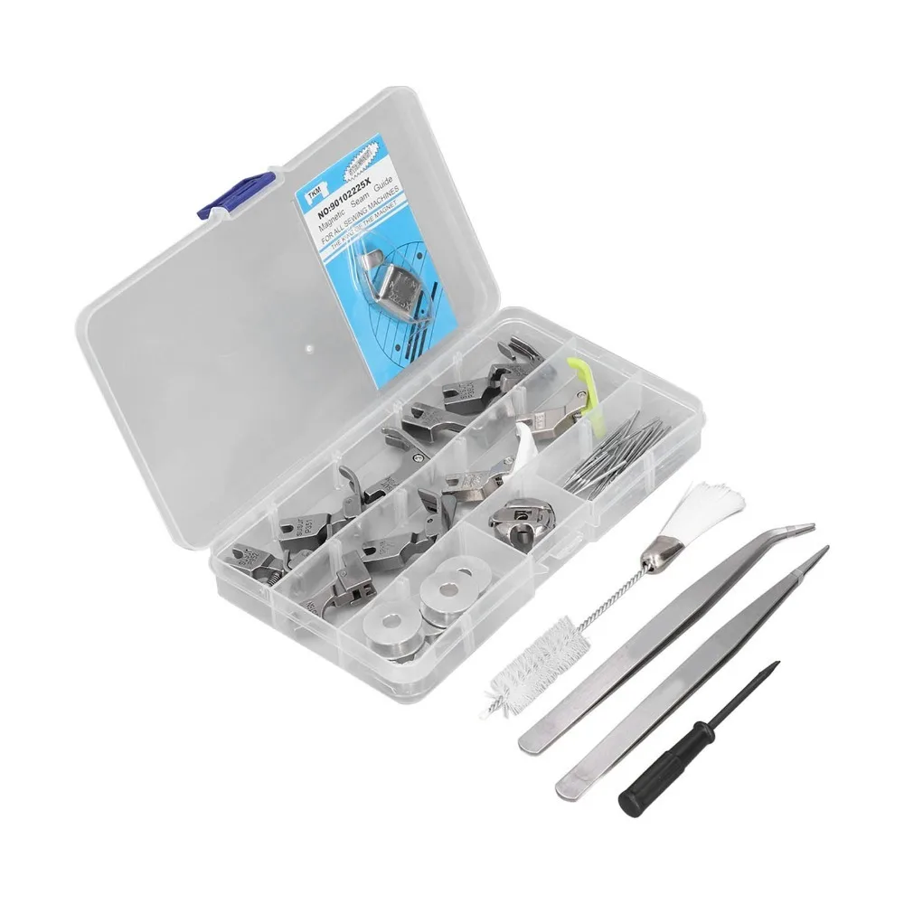 

Stainless Steel Presser Foot Set Plastic Storage Box Multiple Pieces Sewing Machine Presser Foot Presser Feet Kit
