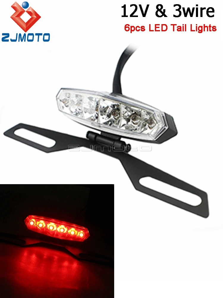 AliExpress NONE 12V Rear Mini LED Brake Tail Lights Universal Motorcycle Quad Sport Dirt Bike Enduro ATV Stop Taillight W/ License Plate Holder