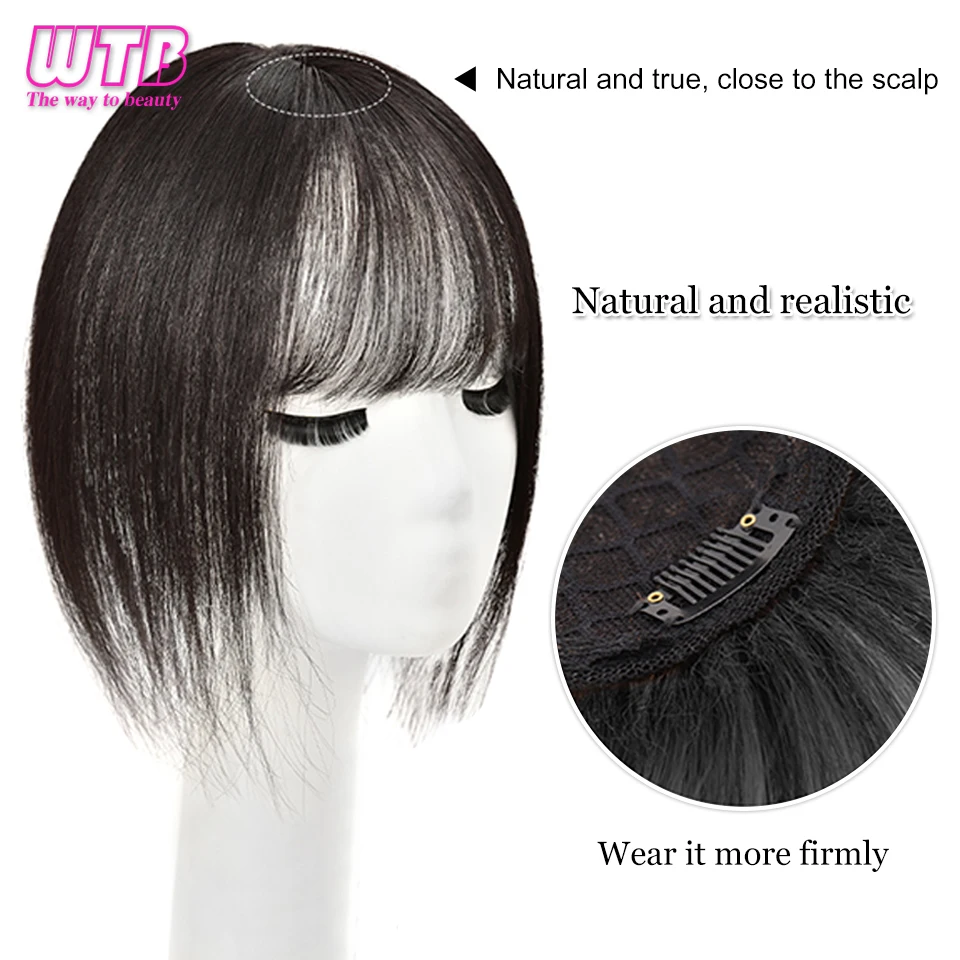 WTB-Women's Head Reissue 3D Air Bangs peruca sintética, aumenta a quantidade de cabelo com Bangs, natural e realista