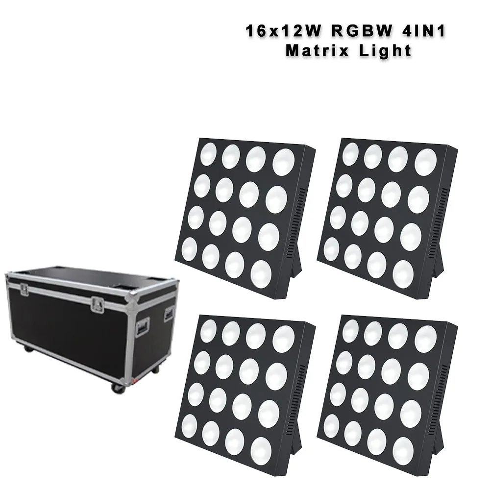 

4PCS/lot LED 16x12W Matrix Light RGBW Washing Strobe Effect Lighting DJ Disco Party Dance Floor Wedding Club Bar Flight Case