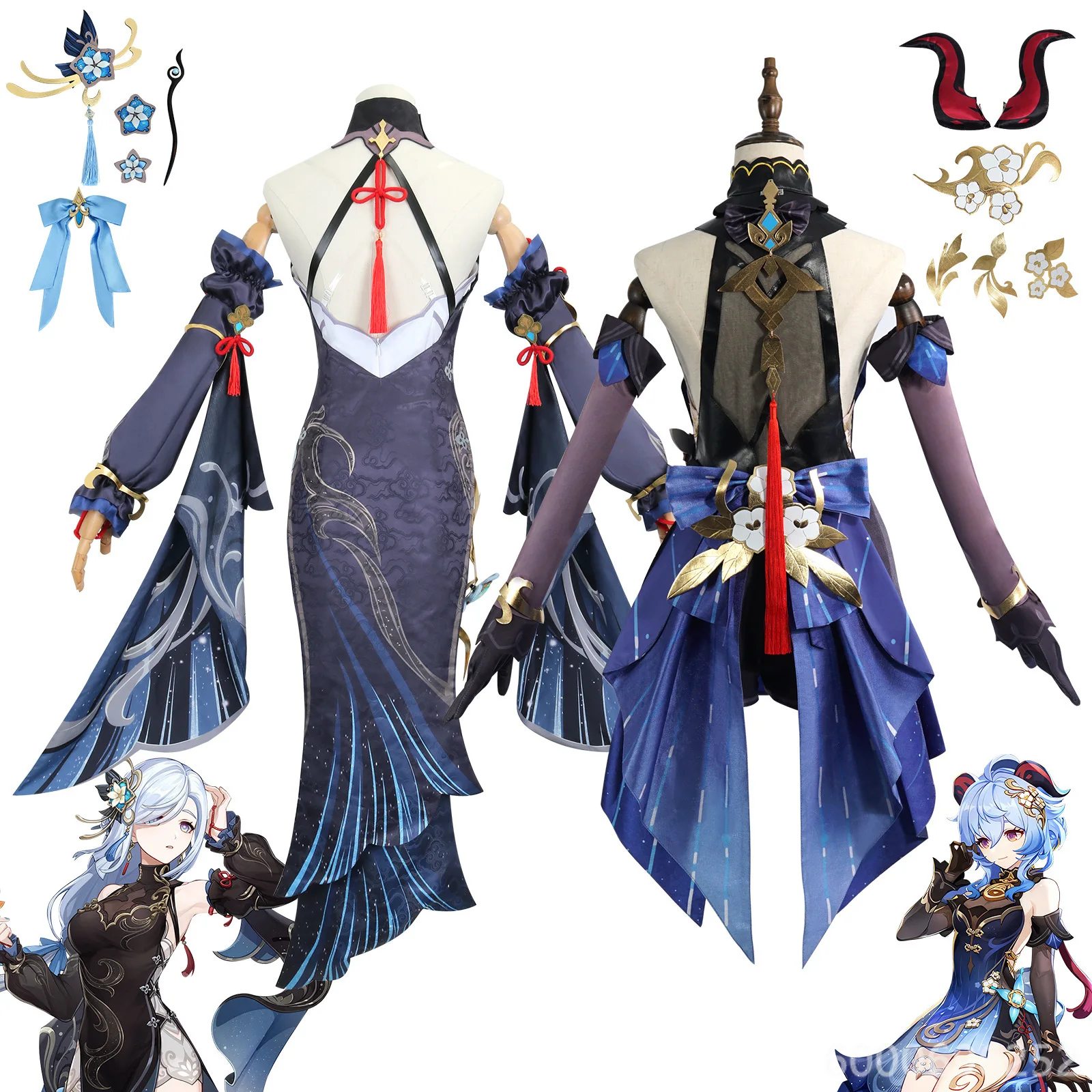 Shen He Cosplay Costume Frostflower Dew Dress Genshin Impact Lantern Rite Shenhe New Cosplay Outfits Ganyu Included New Arrival