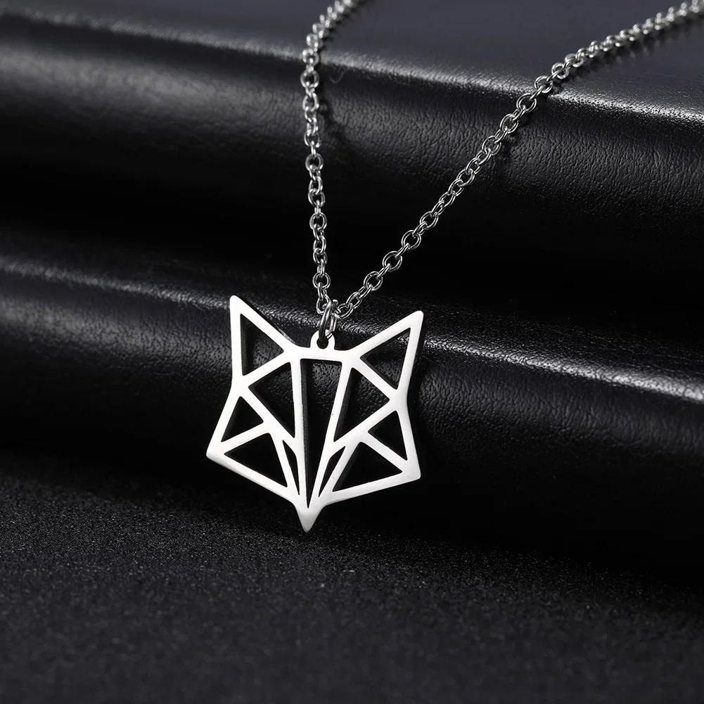 Skyrim Gold Color Amulet Fox Animal Pendant Necklace Stainless Steel Statement Choker Chain Necklaces Jewelry Accessory Women