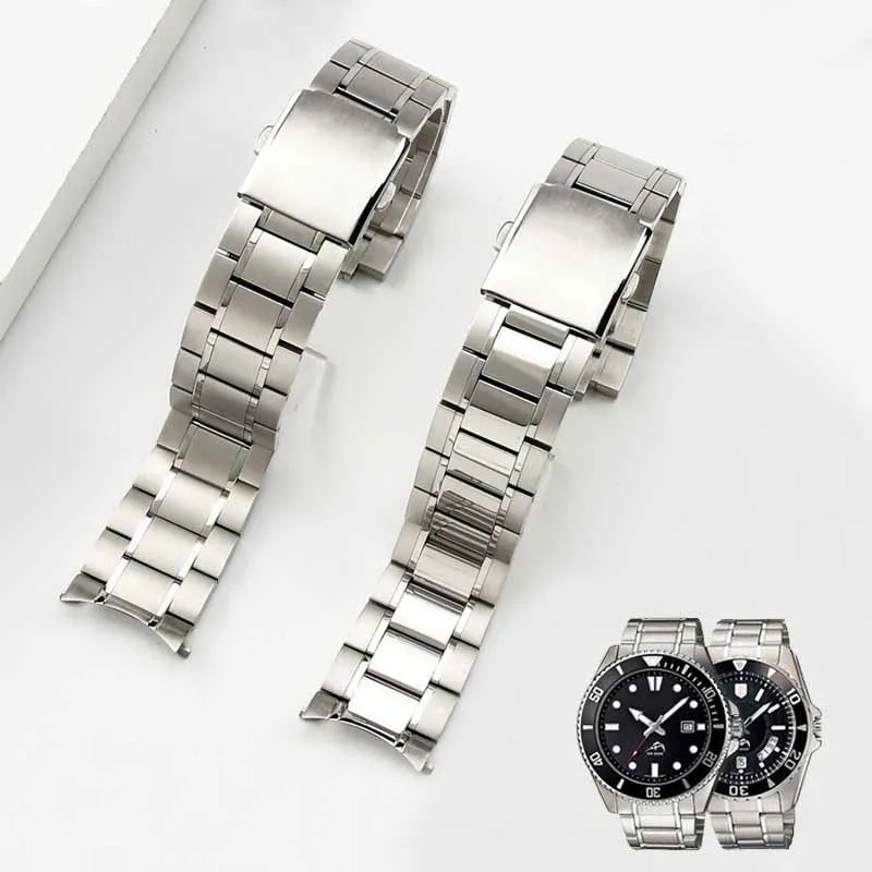 22mm Silver Watch Bands For Casio MDV106 MDV107 MTP1375 1374 5374 Wristband Diving Steel Metal Strap Polished/Brushed Bracelet