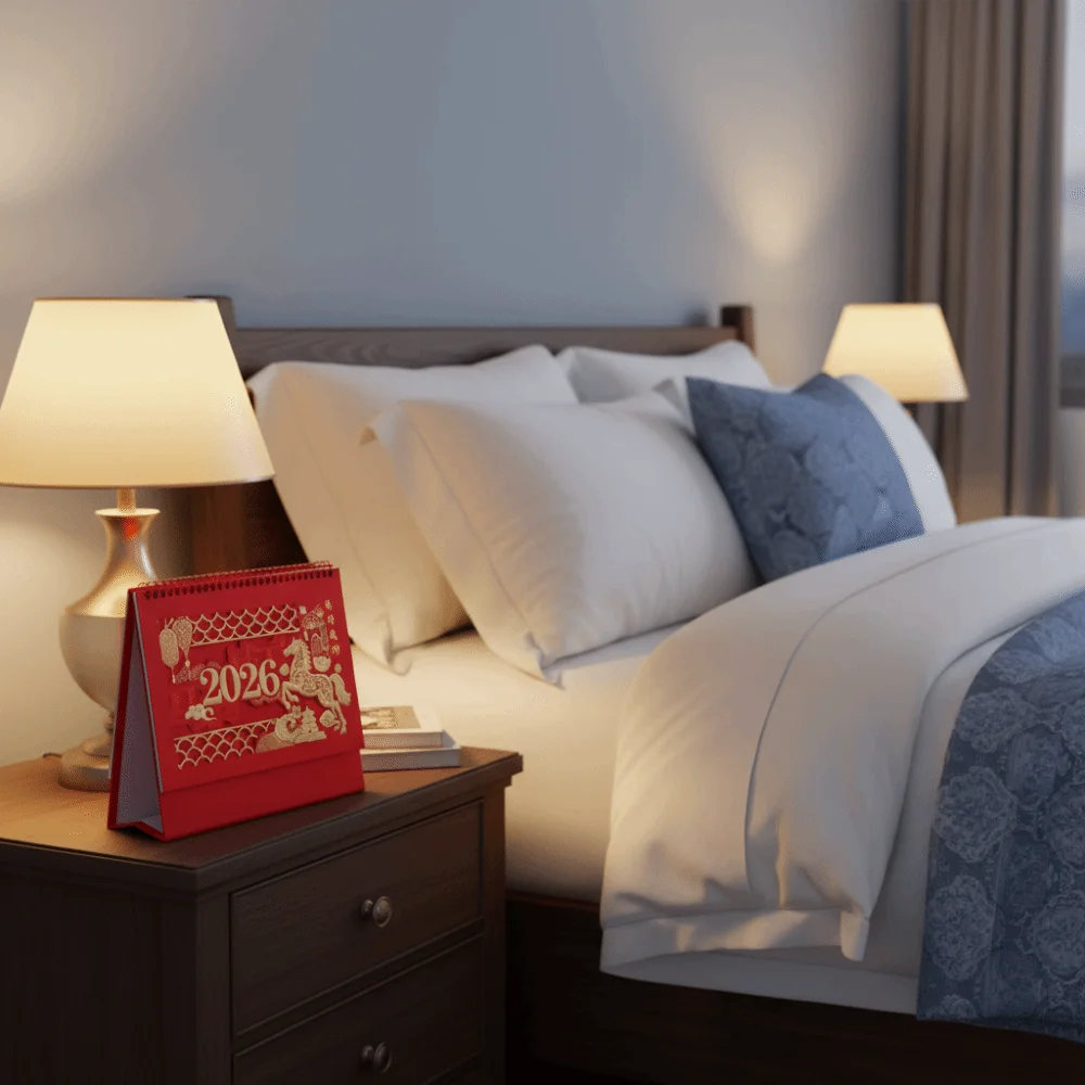 

Traditional Standing Flip Desk Calendar Horse Year Blessing Words Desk Planner Zodiac Chinese Style Calendar Home