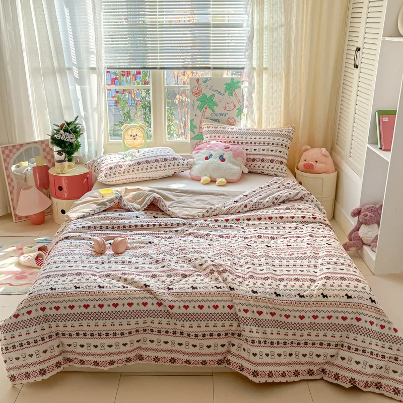 

Printed Summer Thin Quilt Skin-friendly Air-conditioning Comforter Washable Bedspread King Queen Soft Lightweight Duvet Blanket