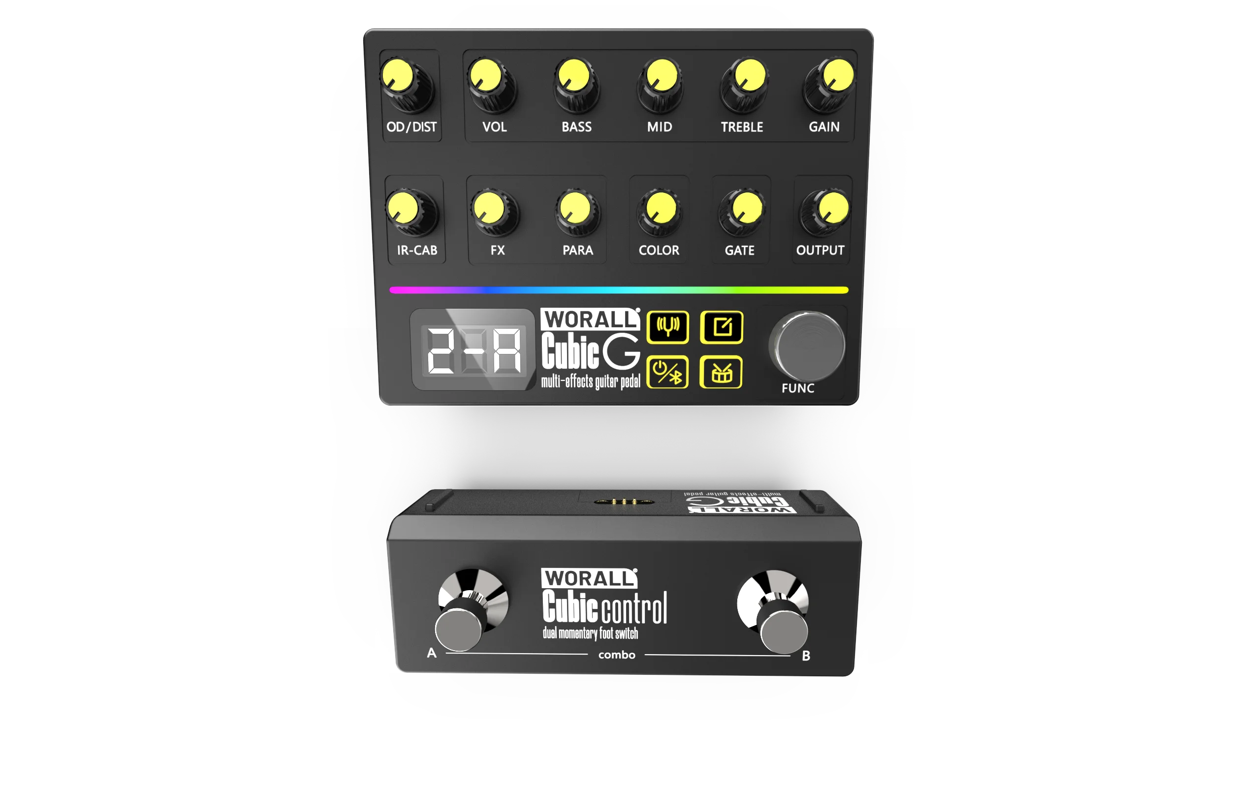 WORALL Cubic G Magnetic Split Guitar Multi-FX Processor 8 FX Modules 40 Presets Bluetooth APP Control 2000mAh Battery