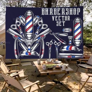 Berber Dükkanı Retro Baskılı Bayrak Büyük Sanat Odası, Kurgu, Bilim Ev dekor Afiş bayraktaki en büyük satışların 12'si bir - №4