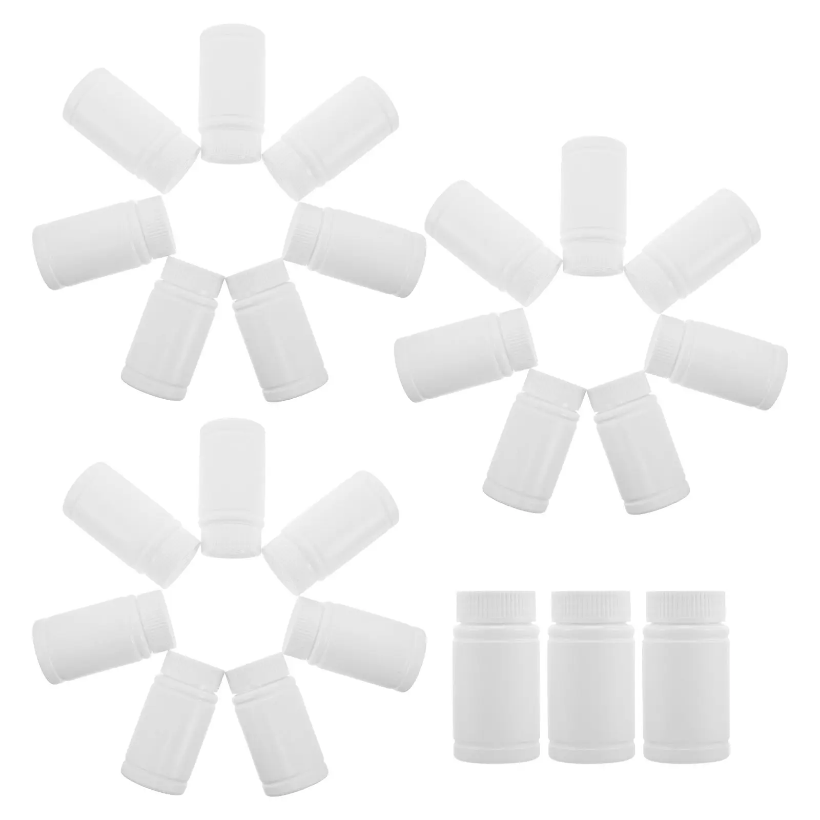 

24Pcs Pill Bottle Set White 100Ml 3Oz Wide Mouth Plastic Bottles Leak-Proof Refillable Portable Capsule Storage for Medicine