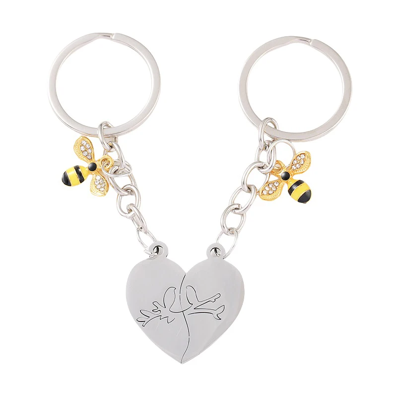 2 шт./компл. брелок для пары, милый кулон с сердечком, брелок для ключей дружбы, сумка для ключей от машины, ювелирные аксессуары