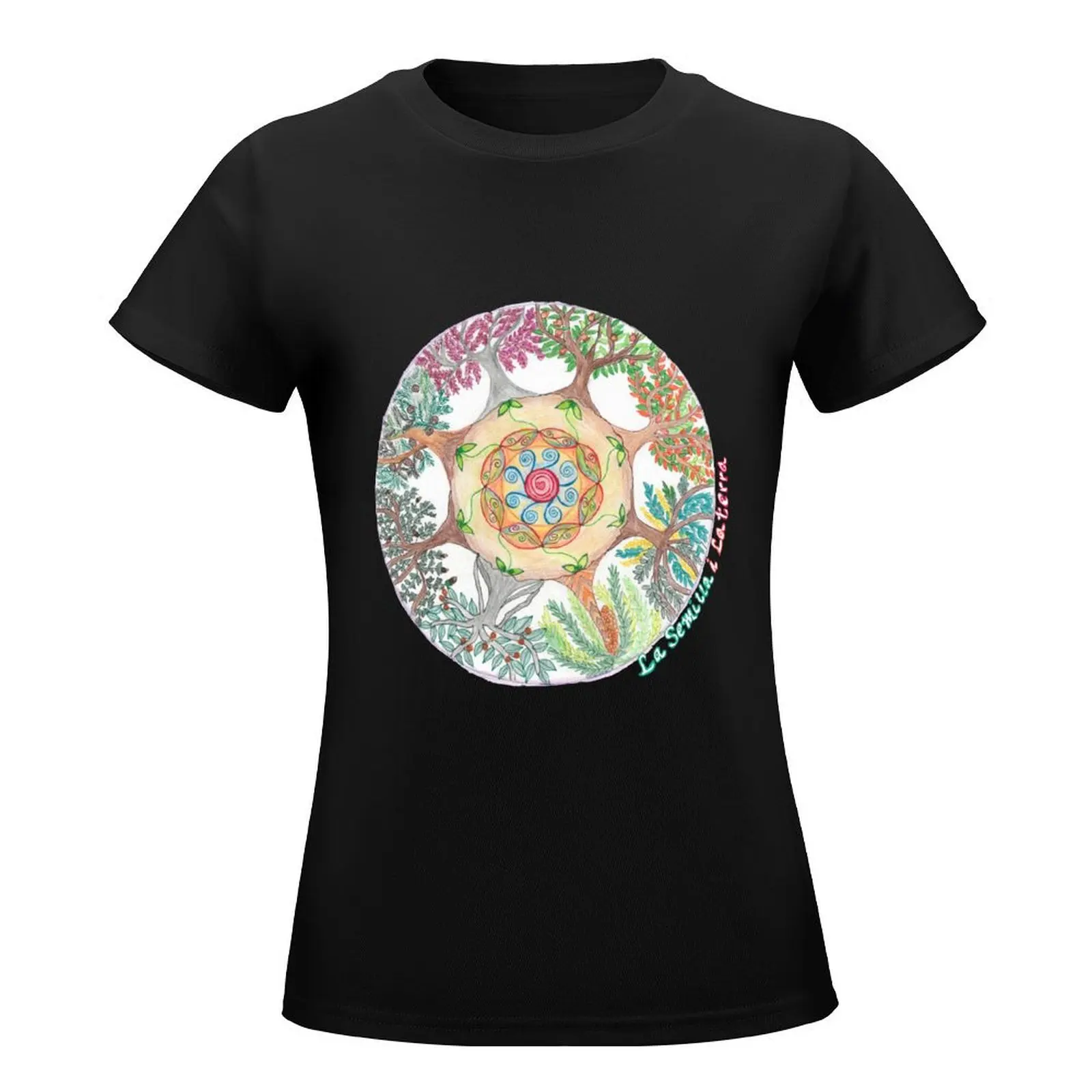 Mandala La Semilla i la Terra T-Shirt shirts graphic tees hippie clothes tees tshirts for Women