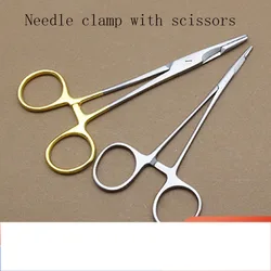 Gold handle insert needle holder Cosmetic plastic eye belt scissors needle holder Stainless steel surgical needle holder