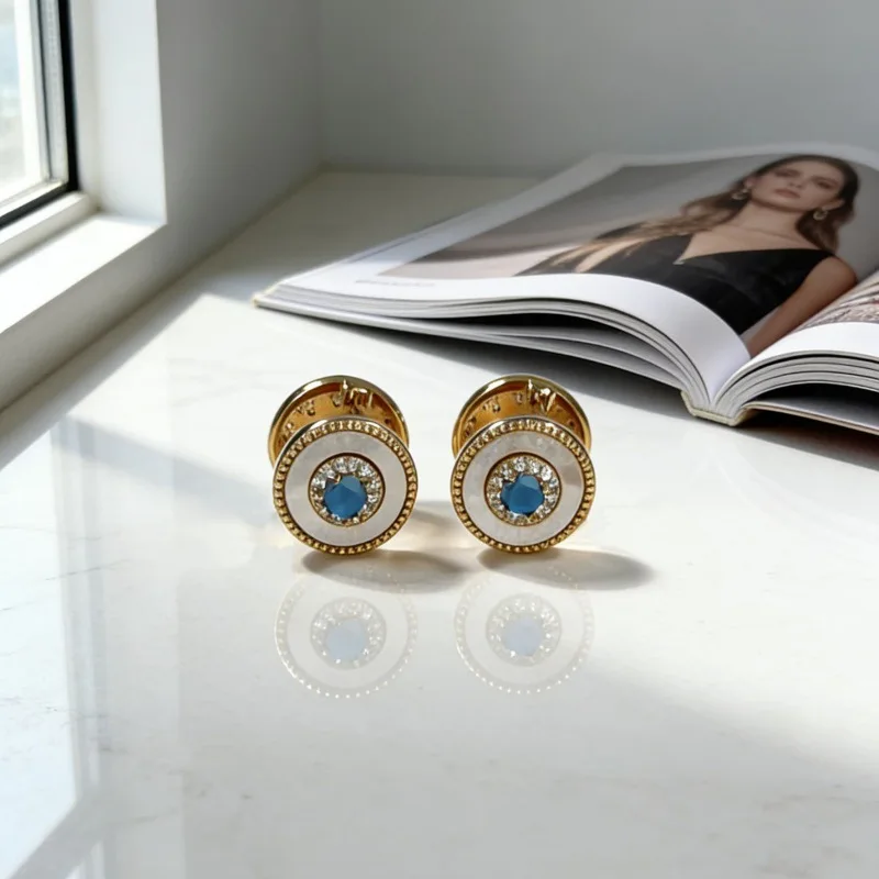 Natural mother-of-pearl octagonal star double-sided earrings - fashionable and unique jewelry