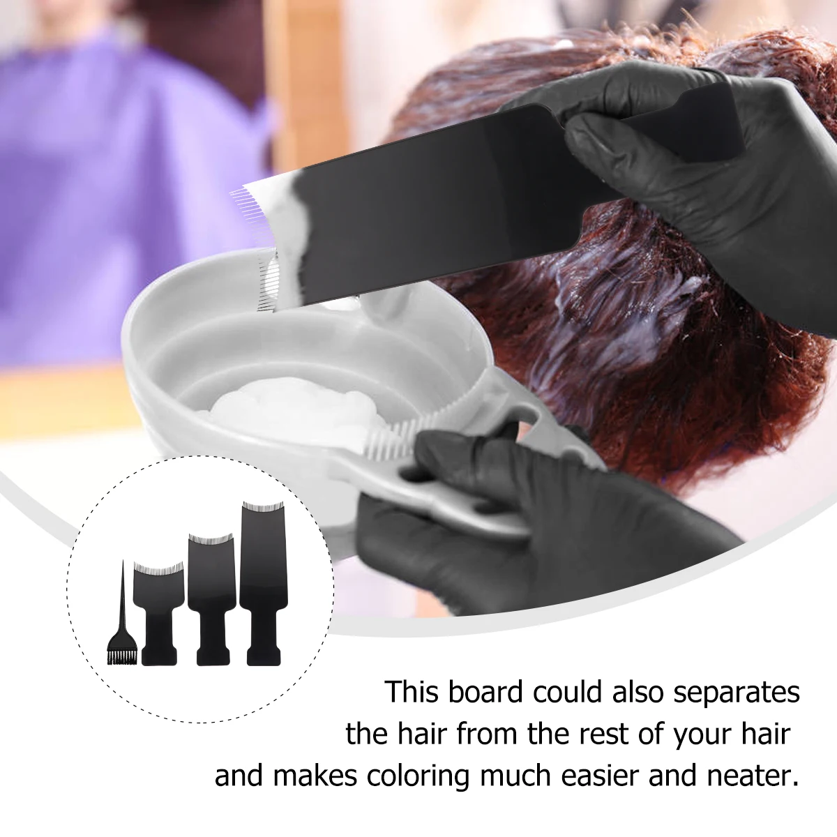 

4pcs Hair Highlighting Dye Brush Flat Comb Board For Salon Home Use Dyeing Tool Highlighting Hair Coloring Brush Board Set