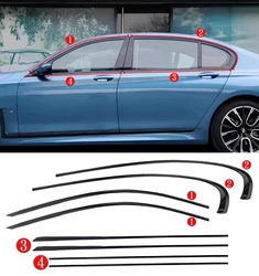 car styling Black Steel Window Molding Frame Strips Trim Cover For BMW 3 Series F30 G20 2012-2023