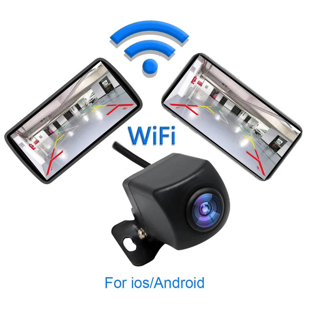 

Беспроводная Wi-Fi камера заднего вида для автомобиля с ночным видением, HD, водонепроницаемая IP67, угол обзора 175 градусов, для Android и iOS