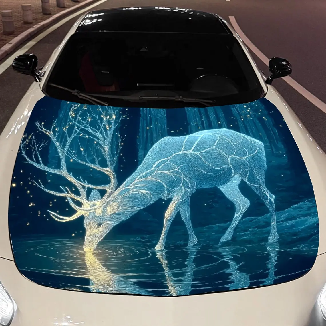 

Blue Moose Car hood packaging sticker, PVC material, self-adhesive waterproof, anti-slip paint, car exterior decoration accessor