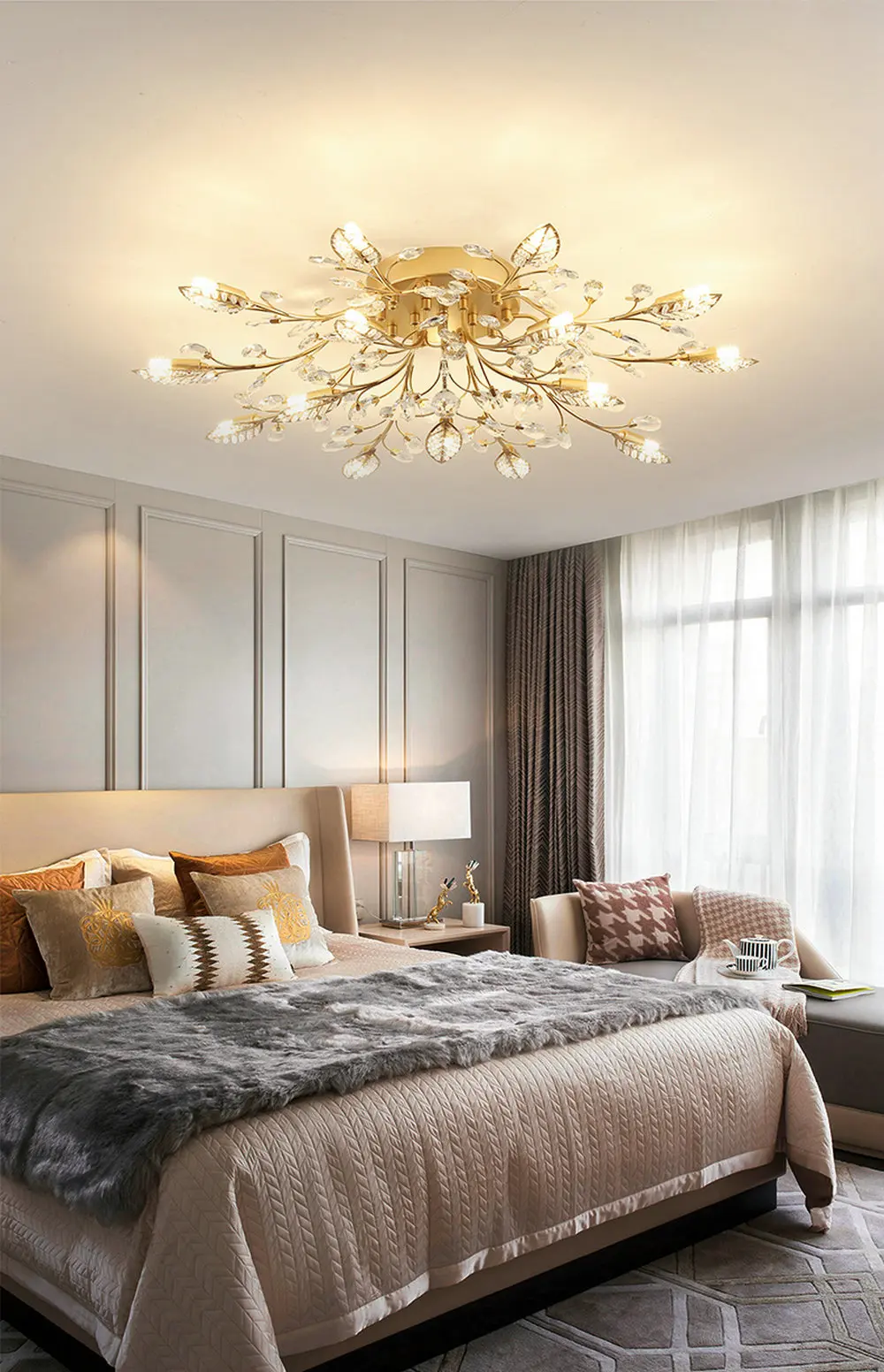 Lampadario di cristallo ad anello Lampada da soffitto di lusso per sog
