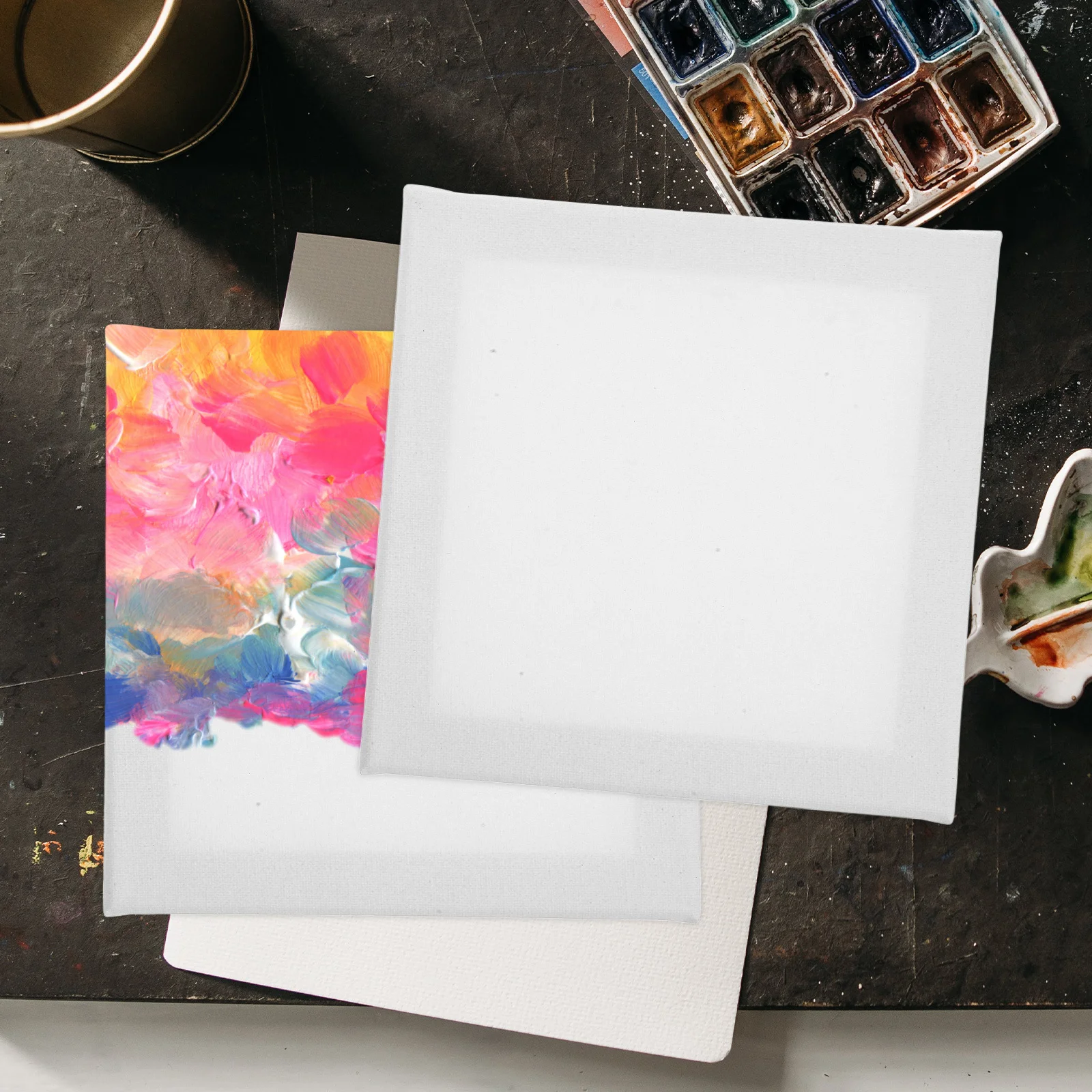 

4Pcs Oil Painting Panels Safe Linen Cotton Wood Canvas Boards for Beginners Artists Acrylic Oil Paint Drawing Board Painting