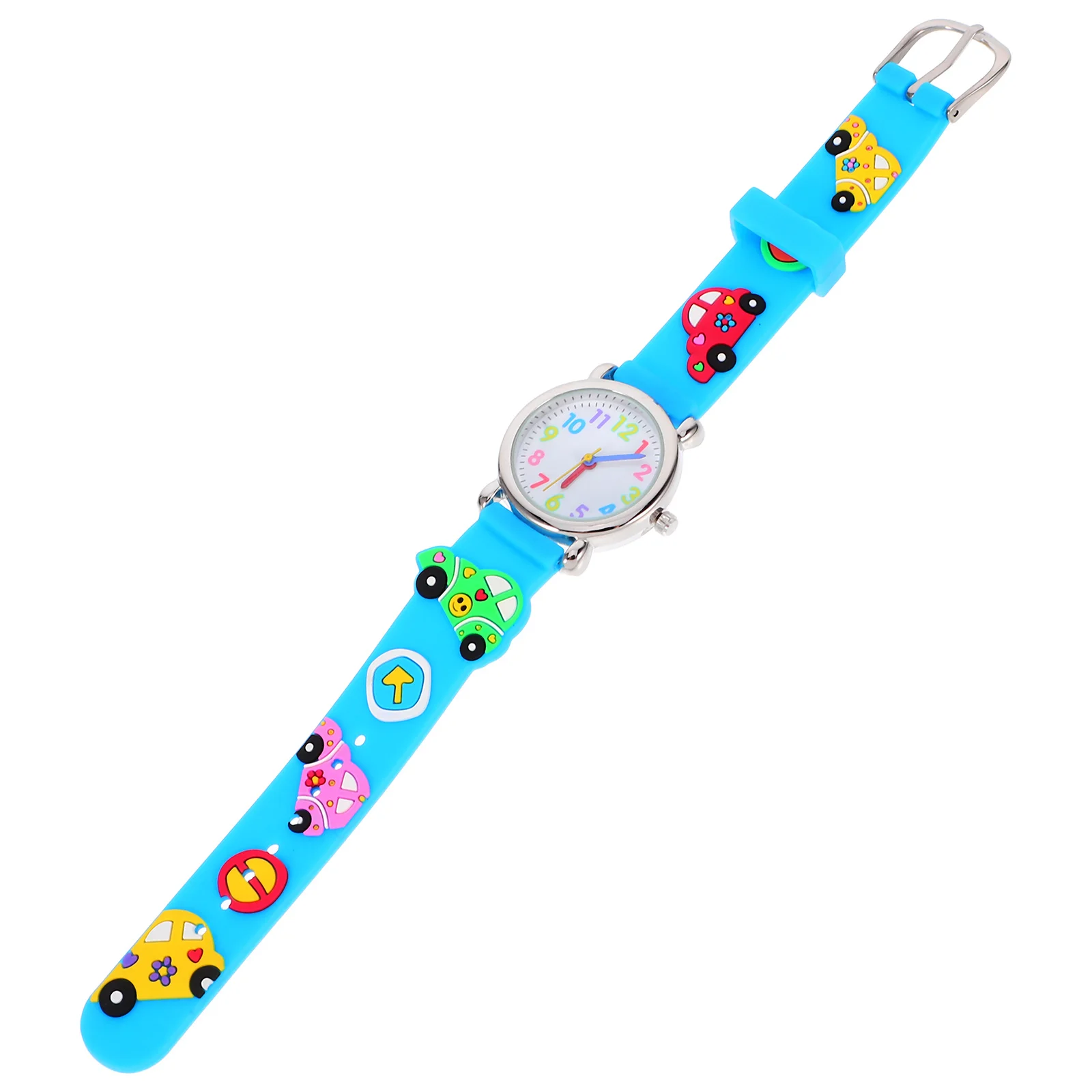 

Creative Cartoon Kids Watch Lovely Vehicle Pattern Durable PVC Strap Quartz Movement Birthday Gift for Children