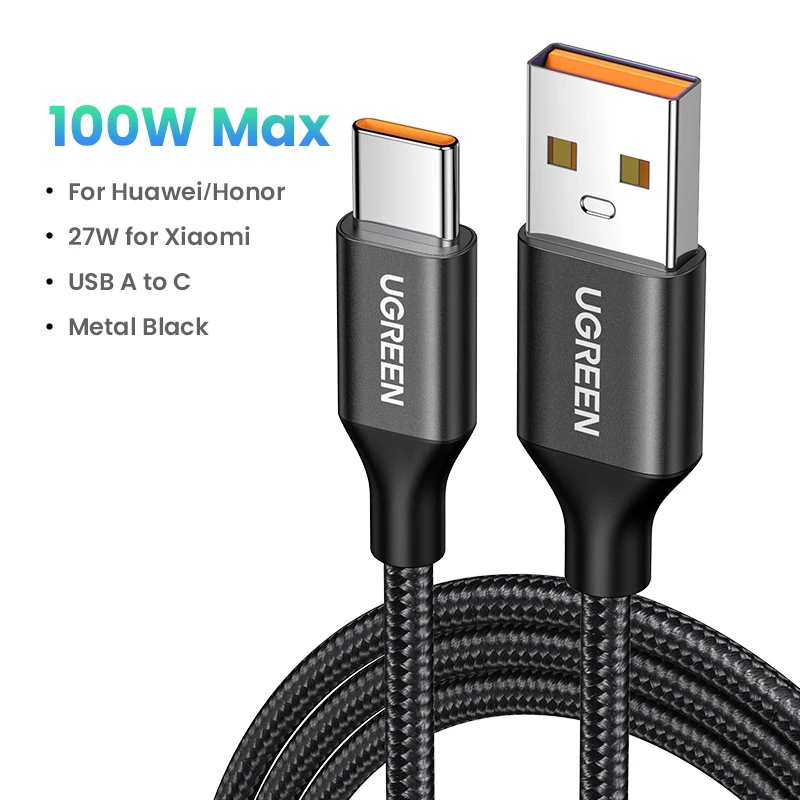 Ugreen 6a cabo usb tipo c para huawei mate 60 honor 100w/88w carregamento rápido cabo usb c para xiaomi usb c super carga