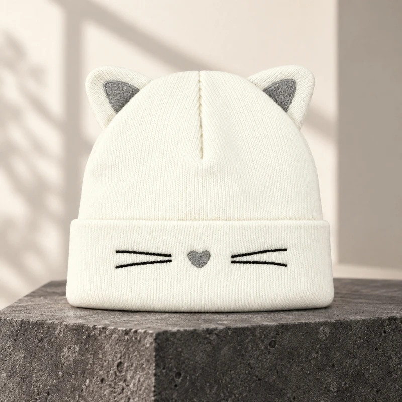 DXAE Reinforced Pointed-Ear Hat with a Structured Folded Band for Winter