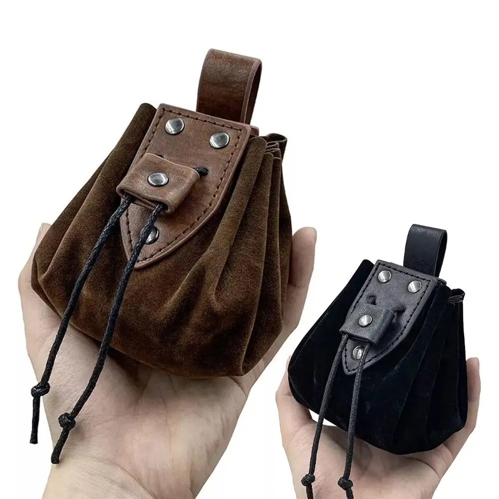 Durable Leather Retro Belt Pouch Viking Style Medieval Design Coin Purse Festival Accessory Waist Bag Historical Reenactment