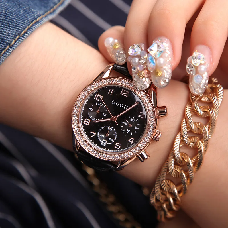 New Multi-Functional SportsWatch For WomenWith Multiple Hands And A Leather StrapA Unique Wristwatch Perfect As A Gift For Women