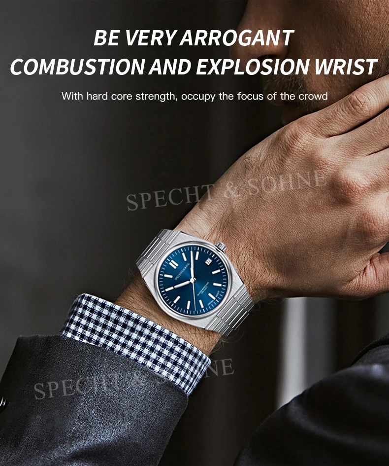 2026 Neuheiten Specht&Sohne Herrenuhren Edelstahl Saphir Klassische Quarz Herrenuhr Relogio Masculino 100M Wasserdicht – Detail 6