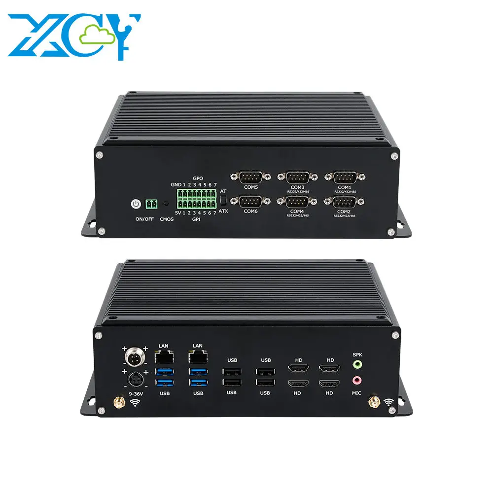 

XCY X107 IPC Industrial PC 6xCOM RS485/232/422 GPIO 8xUSB 4xHDMI DC9V-36V Input Intel Core 12/13/14th Gen CPUs Win10/11 Linux