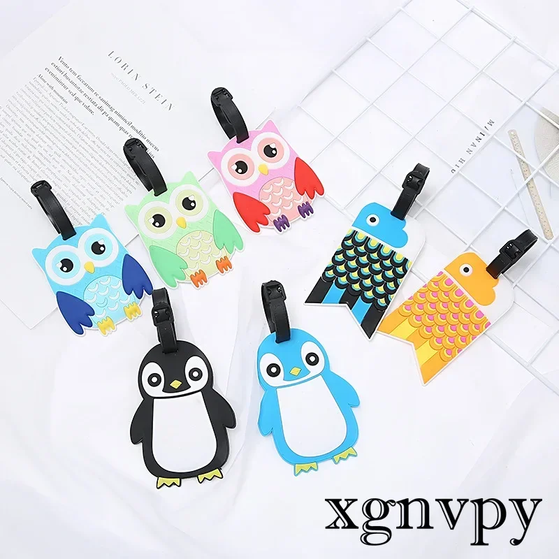 Xgnvpy Creative Cute Luggage Tag Cartoon Owl Pengui Suitcase ID Address Holder BaggageTags Portable Label Travel Accessories