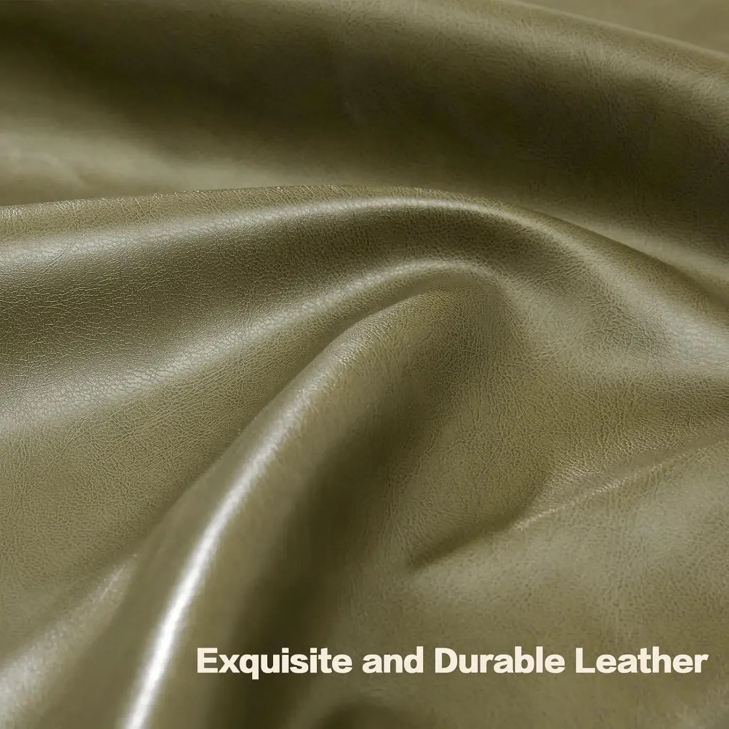 80'' 3 Seater Faux Leather Sofa w/ Cozy Wide Seats, Mid-Century Modern Loveseat Couch w/ Padded Cushions for Living Room, Green